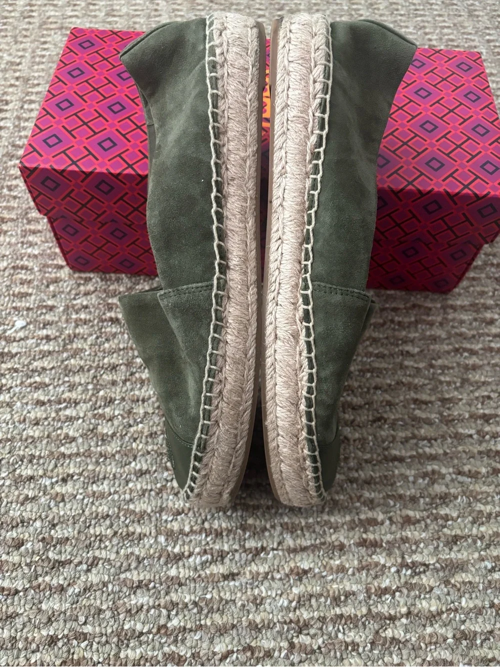 Tory Burch Olive Green Suede Espadrilles